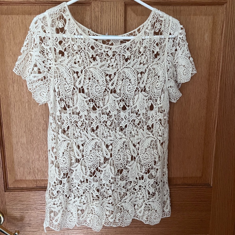 Crochet lace boho cotton top